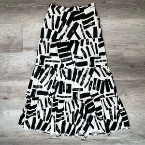 House of Harlow 1960 Black and White Graphic Maxi Skirt Linen Blend Size S